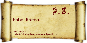Hahn Barna névjegykártya